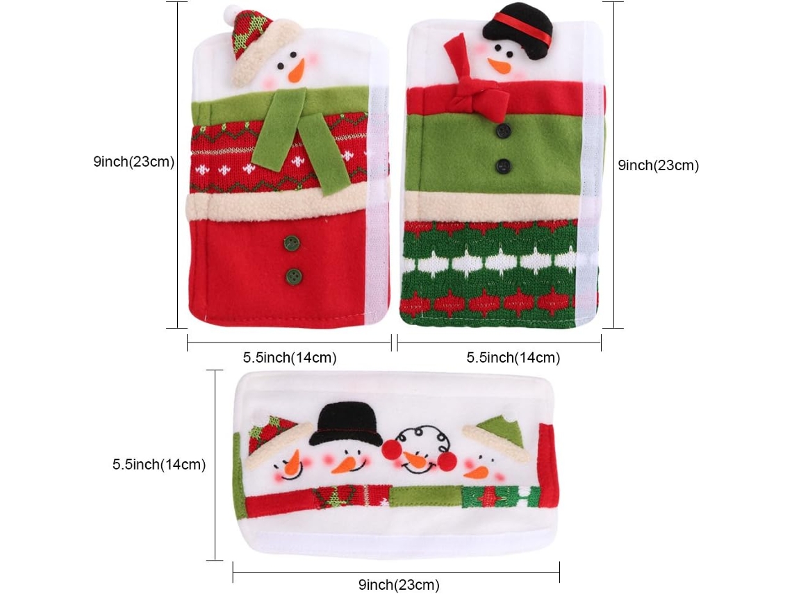 Coberturas para Puxador de Geladeira Decorações de Natal para Enfeites de Maçaneta de Porta -Conjunto de 3