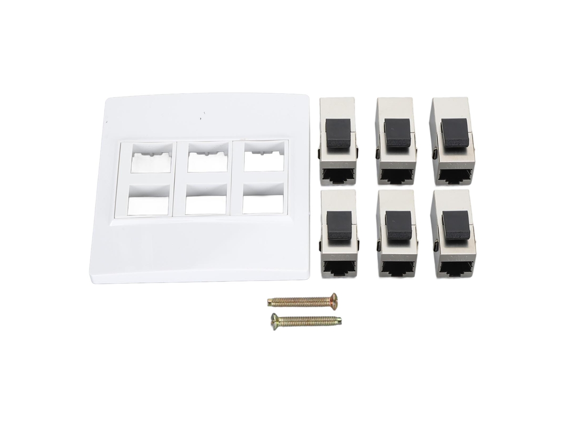 Placa de parede Ethernet Cat6 6 portas com conector Keystone desmontável | S/MARCA