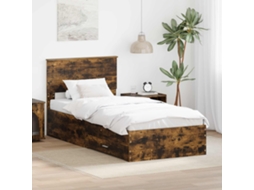 Vidaxl Estrutura Da Cama Com Gaveta Carvalho Fumado 90 X 190 Cm