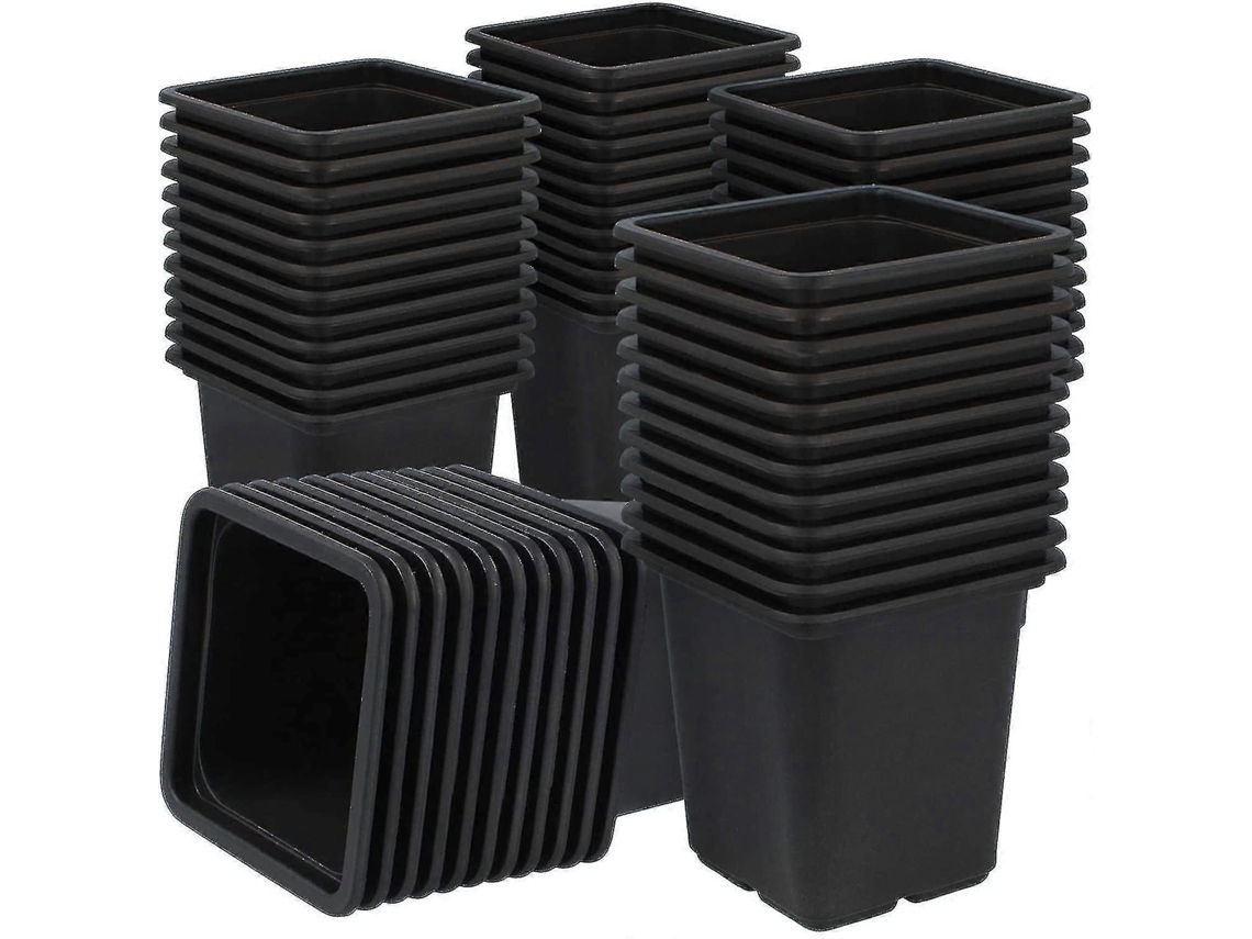 60 Macetas de Crescimento para Plantas, Macetas Quadradas de Plástico Preto com Drenagem, 7x7cm