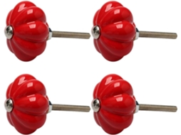 Conjunto De 4 Puxadores Cerâmica Em Formato Abóbora Para Gavetas E Móveis, Ideais Para Portas, Armários, Guarda Roupas E
