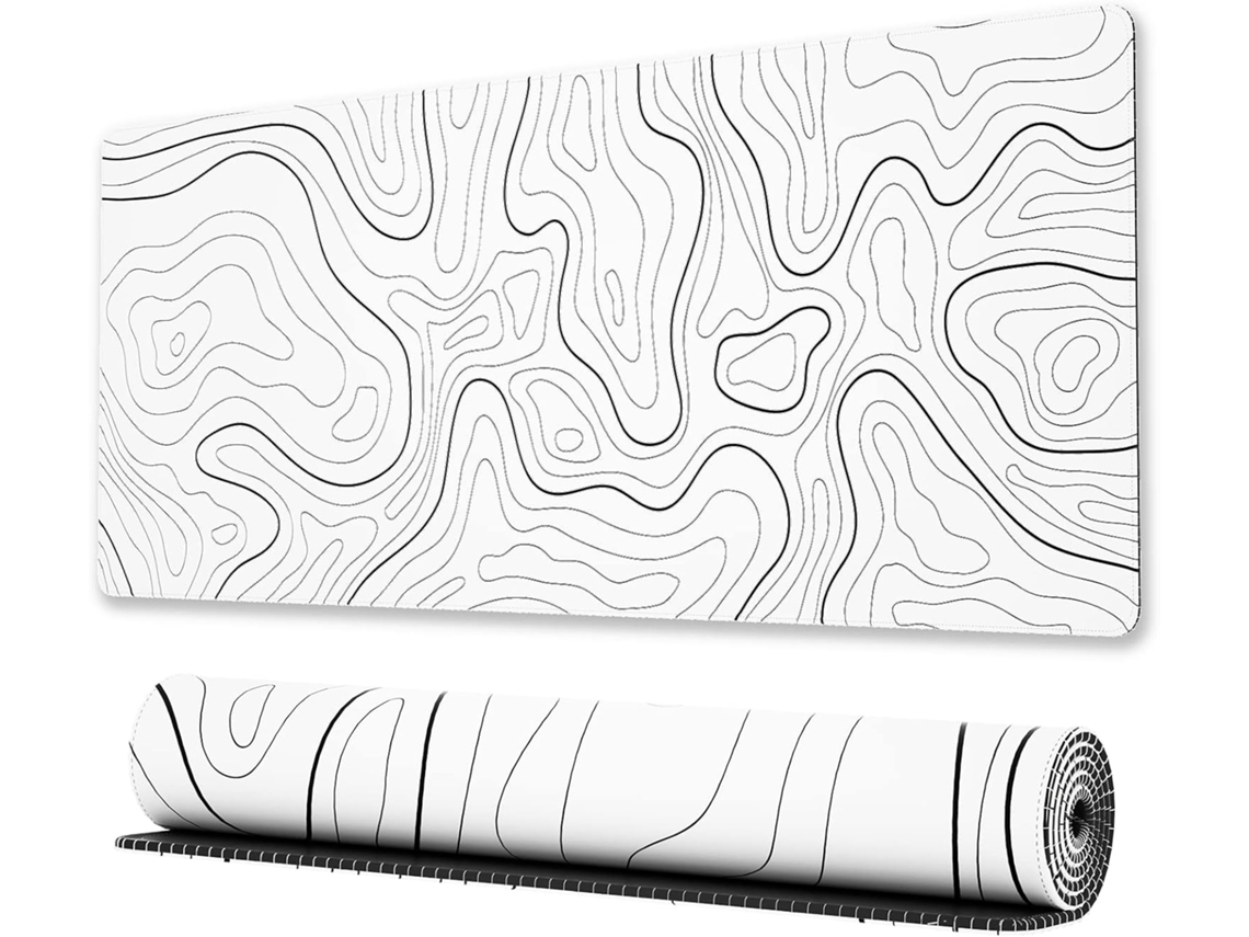 Mousepad Gamer Grande Com Bordas Costuradas, Mousepad Xl Estendido Com Base Antiderrapante, Ideal Para Teclado E Mouse, 80 X 30 Cm, Branco Brilvibera