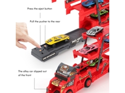 Primerox brinquedo Caminhão Transportador de Carros com 6 Carros Mini Conjunto de 3 Camadas Dobravel