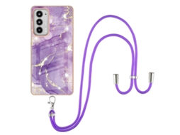 Capa De Tpu Imd Com Padrão De Mármore Galvanizado E Cordão De Pescoço Para Motorola Edge 20