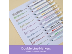 Marcadores de Linha Dupla 8 Cores Ponta 2.0mm para Scrapbooking Diy Papel Preto S/MARCA