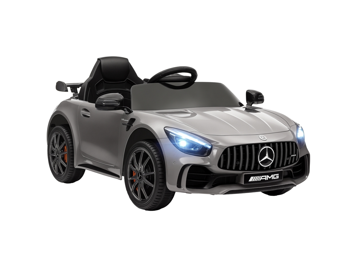 Carro Elétrico para Crianças Carro Mercedes benz Amg Gtr com Bateria 12v Faróis Buzina e Música 108x67x46 Cm Prata Ge