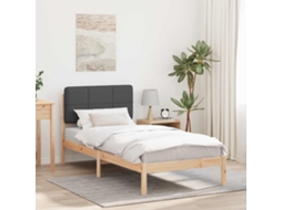 Vidaxl Estrutura de Cama com Cabeceira Estofada Cinza Escuro