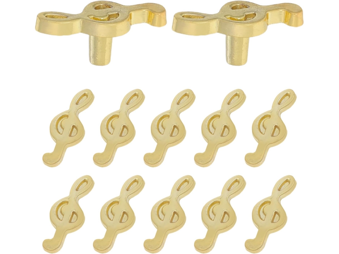 Nuobesty Conjunto De 12 Puxadores Gaveta Em Metal Com Formato Nota Musical, Em Liga De Zinco Dourada, Com Furo Único De