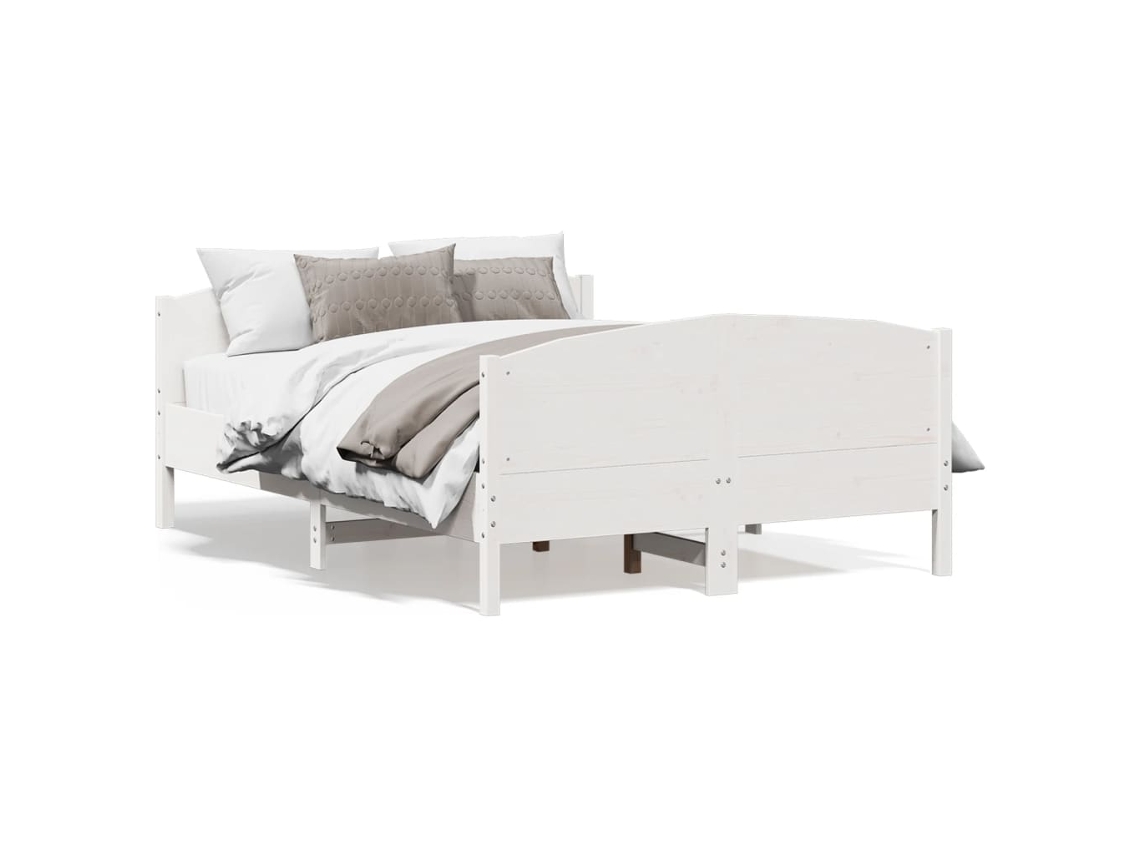 Bed Frame, Bed Frames Vidaxl Branco Madeira De Pinho (140 X 190 Cm)