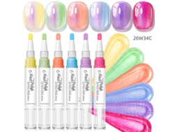Canetas De Esmalte Aquático Com 6 Cores , Secagem Rápida E Sem Lâmpada Combinação C Panoona