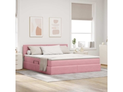 Vidaxl Cama Com Armazenamento Com Cabeceira Rosa 180 X 200 Cm Veludo