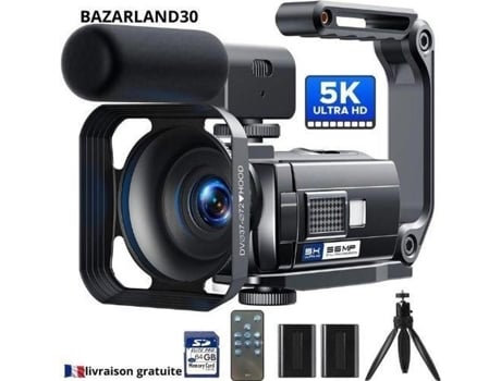 Filmadora 5k Bazarland30 56mp Visão noturna Go Touch Tela sensível ao toque Rotativa 3 Wifi