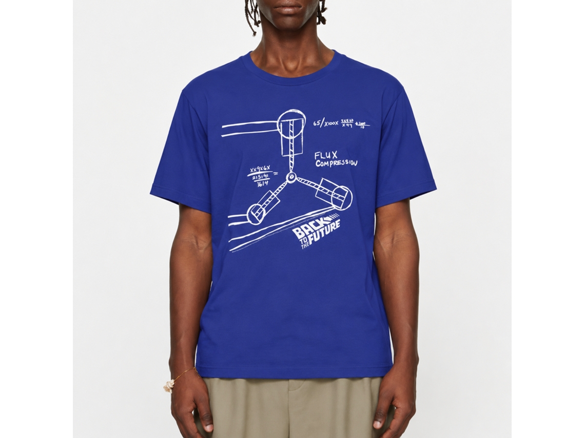 Rockinstone Back To The Future Movie Flux Sketch Solid Royal Adult T-shirt Size:l