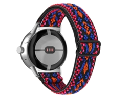 Bracelete de Tecido Trançado Respirável Trançado Ajustável com Adaptador Prateado para Google Pixel Watch 54