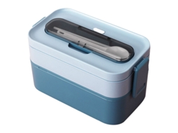 Marmita Bento Para Crianças E Adultos, Lancheira Empilhável Com Divisória, Salada Própria Para Micro Ondas Aquaforge (azul)