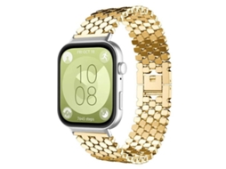 Bracelete Para Huawei Watch Fit 4 / Fit 4 Pro / Fit 3 - Metal - Textura De Escamas De Peixe Dourada