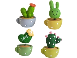 Conjunto De 3 Decorações De Vasos De Cactos Para Bolos E Enfeites Adoráveis, Verde, 4 Peças * 3