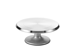 Suporte Para Bolos Giratório - Base Rotativa 30 Cm - Prato Decorativo Para Bolos - Base Antiderrapante - Liga De Alumínio/abs - Prateado