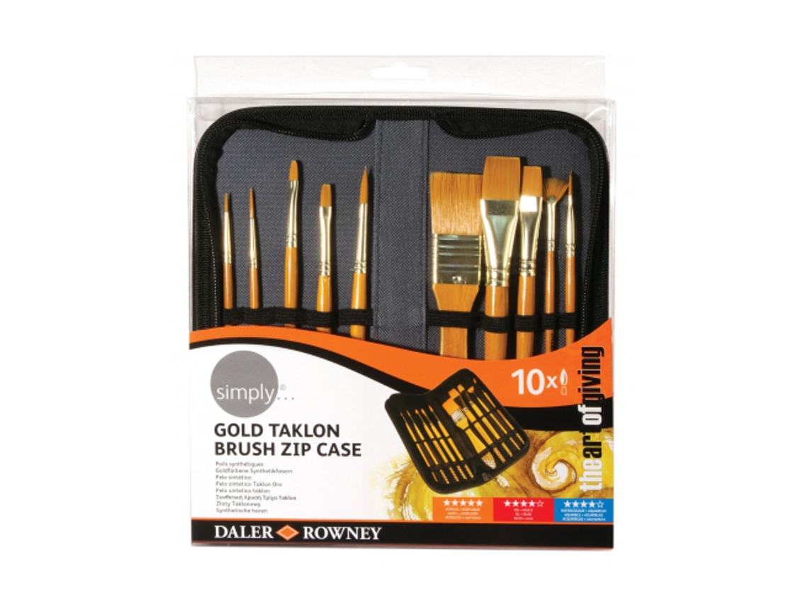 Conjunto de 10 Pincéis DALER ROWNEY Acrílicos Cabo Curto