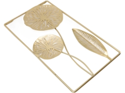 Ornamento Retangular Vazado Em Forma De Flor, Decoração De Parede Em Ferro Dourado Para Quarto, 45x2 Gokoco