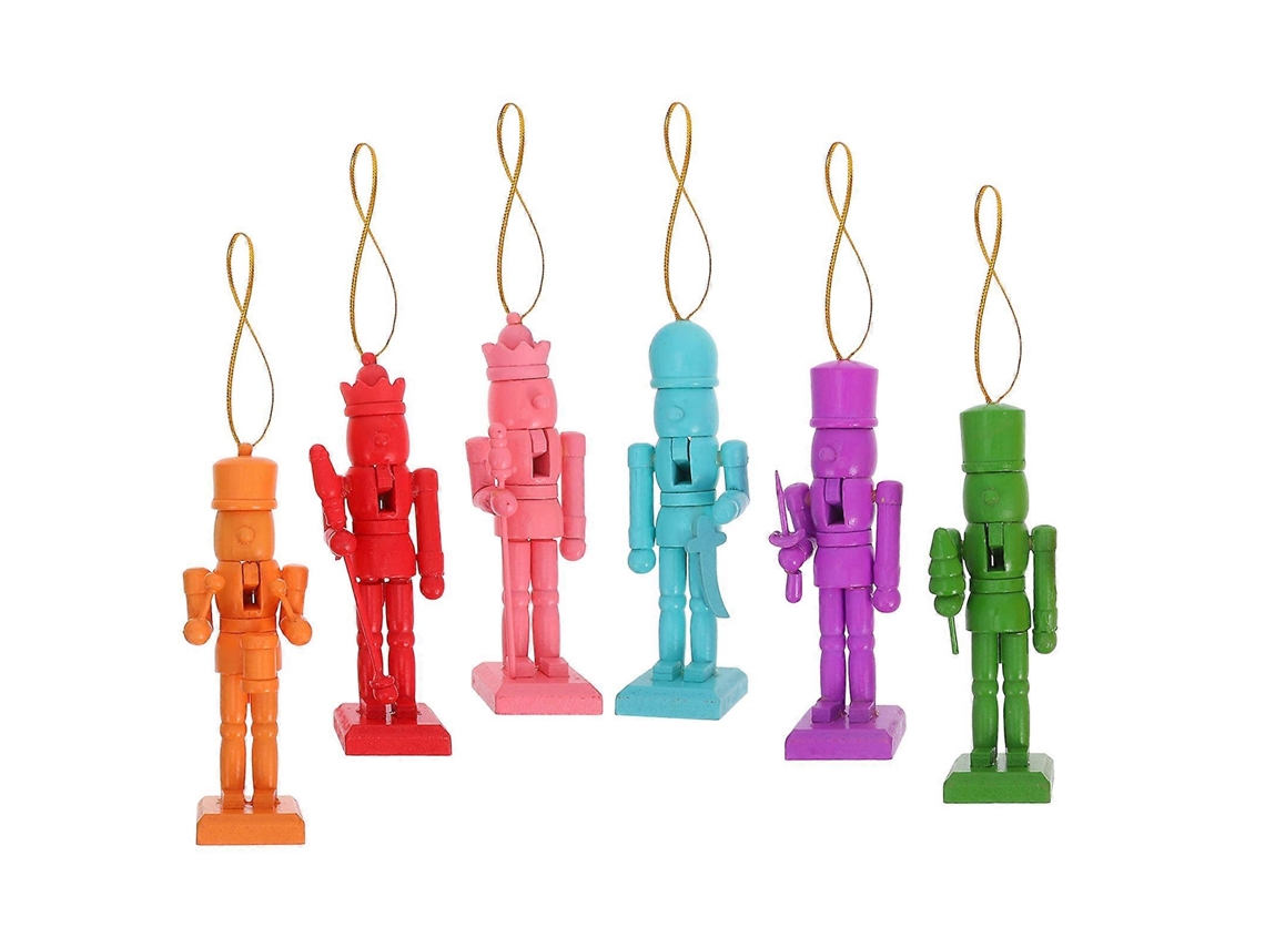 Quebra Nozes De Madeira Coloridos Variados Para Pendurar Na Árvore De Natal Olysi Shop (6 Peças)