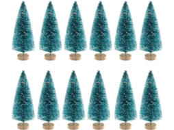 Sisal Navideño,juego De 12 Miniárboles Decoración De Mesa Para Fiestas, Diorama, Árboles Pequeños, Verde Intenso, 8,5 Cm