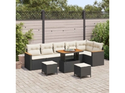 Vidaxl Conjunto De Sofá De Jardim 9 Unid. Preto Vime Pe