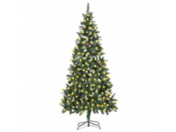 Vidaxl Árvore De Natal Artificial Com Pinhas Pré-iluminada 210 Cm
