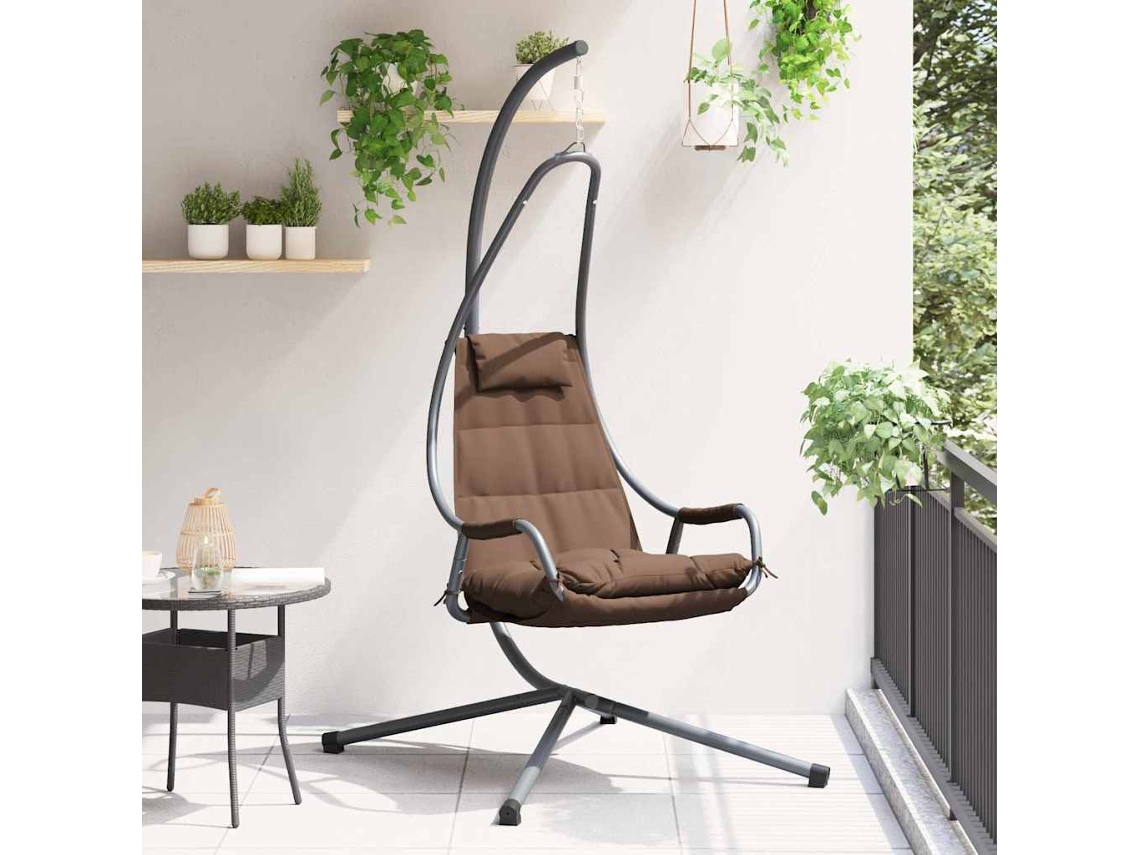 Vidaxl Cadeira Suspensa Tipo Ovo Aço 94 X 107 X 196,5 Cm Café