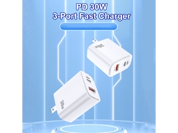 Carregador Rápido Pd30w Dual, Protocolo Pd3.0, Carga Eficiente, Multidispositivo, Compacto, Para Iphone 15 E Android