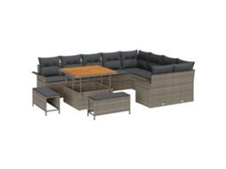 Conjunto 12 Sofá De Jardim Vidaxl Cinzento Vime Pe (100 X 100 X 71 Cm)