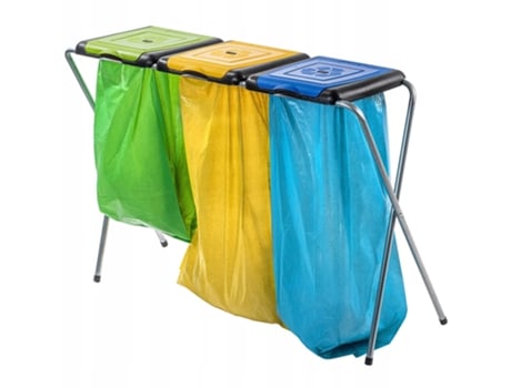 Soporte Para Cestas Para Segregación De Basura 3 Estaciones Para Bolsas De 120l Estructura Kadax