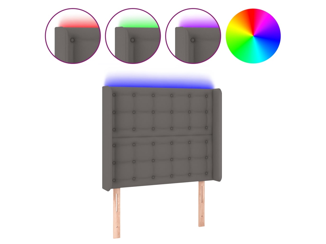 Led Headboard, Led Headboards Vidaxl Cinzeto Couro Artificial (103 X 16 X 118/128 Cm)
