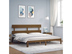 Vidaxl Estrutura Cama C/ Cabeceira 200x200cm Maciço Castanho-mel