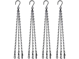 Cadena de metal ajustável para macetas colgantes de 40cm com gancho e clip negro, pack de 4 | S/MARCA