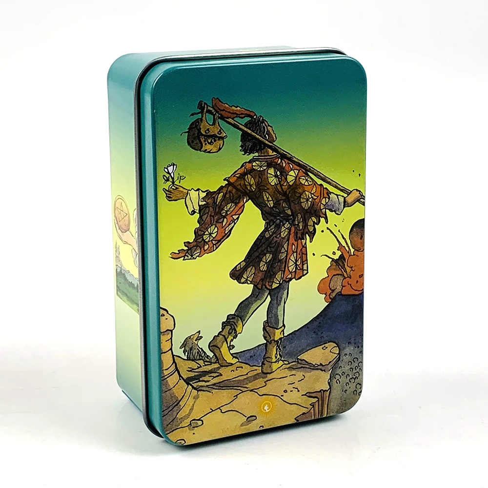 Baralho de Tarô em Caixa de Metal Banhado a Ouro, Inclui Guia em Papel e Cartas de Alta Qualidade. MDUG