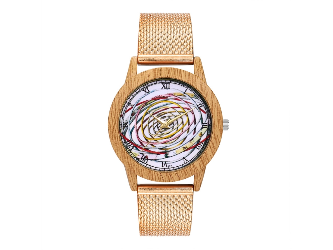 Relógio de quartzo unissex para casais com pulseira de silicone e mostrador redondo (dourado rosa)