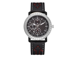Reloj De Pulsera Para Hombre Casual Deportivo Cuarzo Analógico Con Correa De Cuero Pu Negro