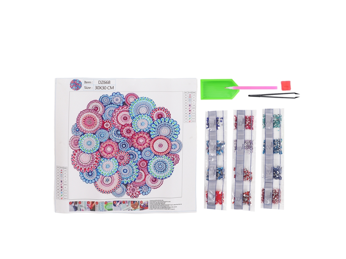 Pintura com Strass: Lindo Padrão de Flores, Pontos de Strass com Ferramentas para Pintura, Artesanato Diy, Decoração de Casa, Presente Dz668 AQUAFORGE