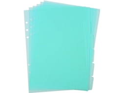 Conjunto de 6 divisórias de arquivo A5, com 6 folhas metalizadas, rosa, transparentes, com fundo, folhas plásticas removíveis.