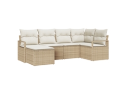 Conjunto 6 Sofá Exterior Vidaxl Bege Vime Pe (232 X 122 X 85 Cm)