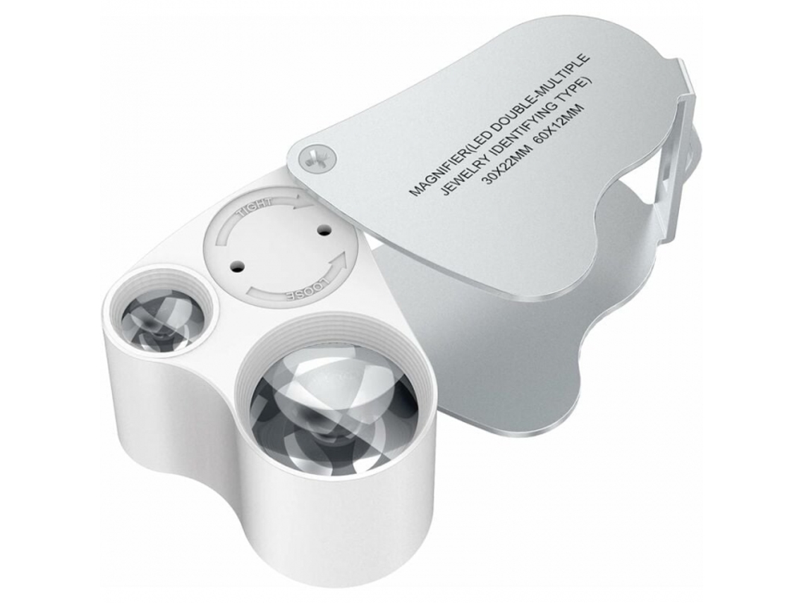 Lupa De Lente Dupla 30x - 60x Com Luz Led