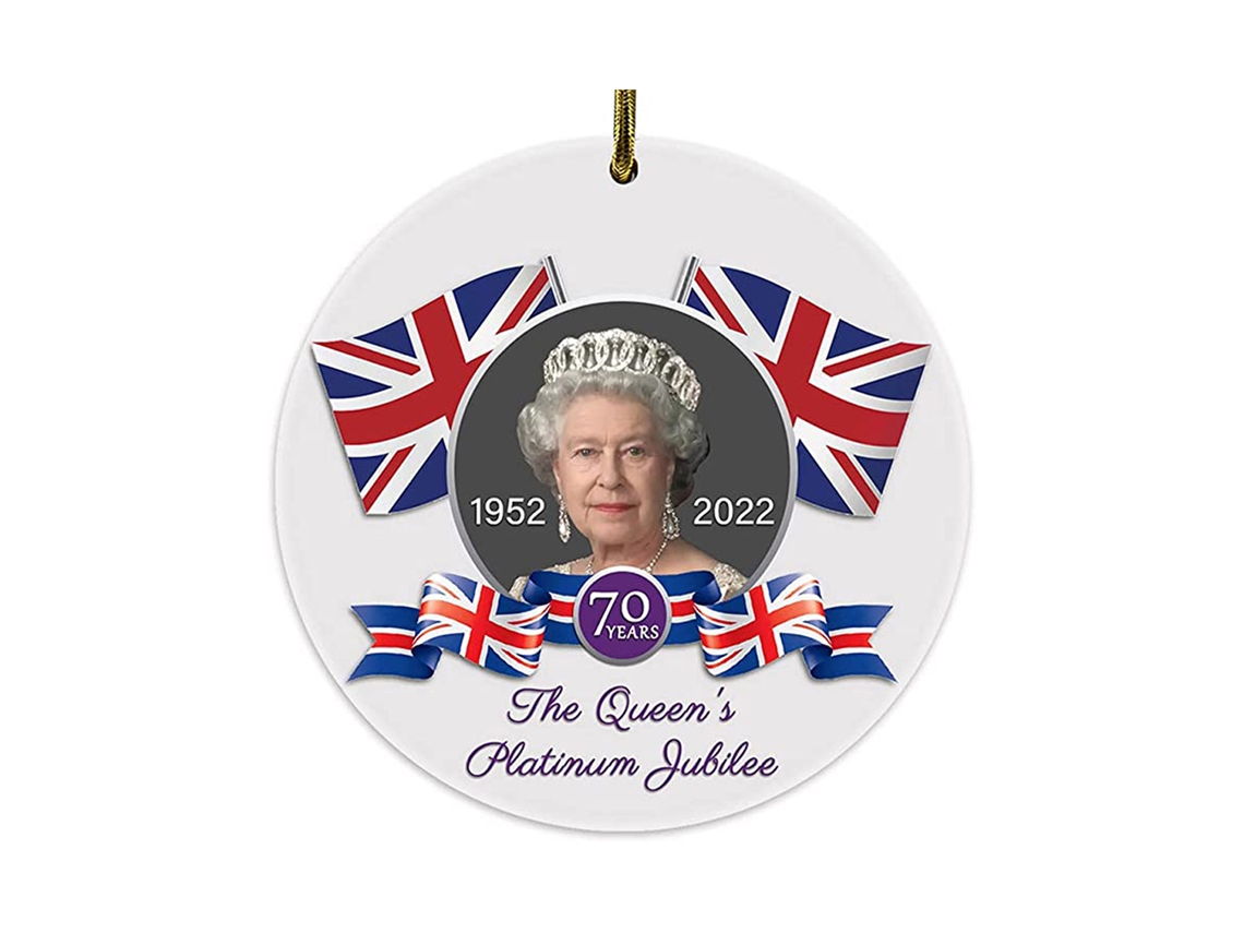Pingente de Decoração Comemorativa 70 Anos da Rainha Britânica LAXISCREED (jubileu de Platina)
