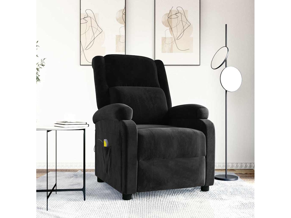 Vidaxl Poltrona De Massagens Veludo Preto
