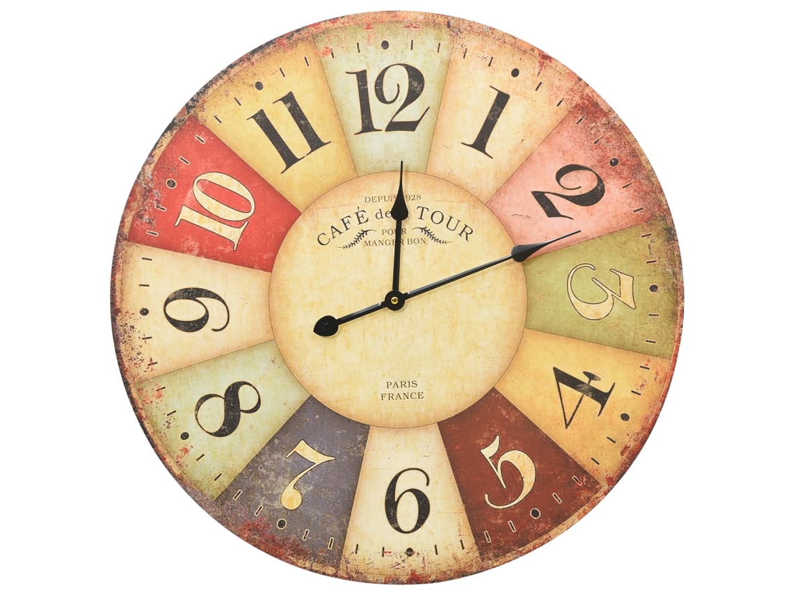 Wall Clock, Wall Clocks Vidaxl Multicolor Mdf (60 Cm)