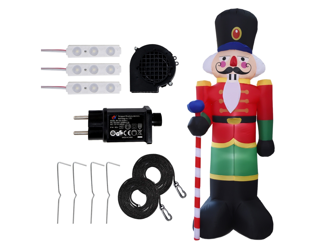 Decoração de Natal Inflável Quebra Nozes 2,4m com Luzes LED para Jardim com S/MARCA