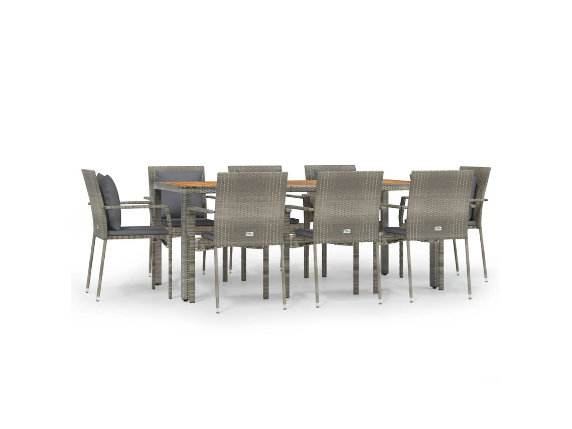 Garden Dining Set, Garden Dining Sets Vidaxl Cinzeto Rattan / Vime (mesa Com 190 Cm De Comprimento)