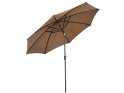 Chapéu De Sol A Manivela Com Teto Inclinável E 8 Hastes De Metal Para Pátio Varanda Exterior Ø300x240 Cm Marrom