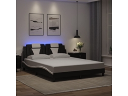Estrutura de Cama Vidaxl Viana com Led 160x200cm preto/branco