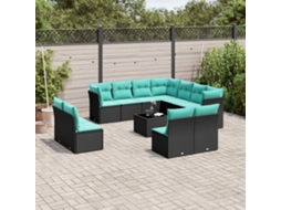 Conjunto de Sofá de Jardim com 13 Peças e Almofadas em Rattan Sintético Cinzenta VIDAXL